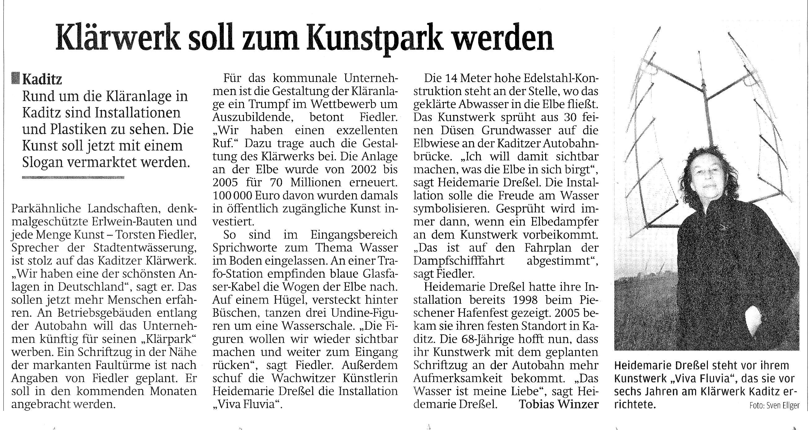 Klärwerk soll zum Kunstpark werden, Tobias Winzer, Säachsische Zeitung 27.07.2011