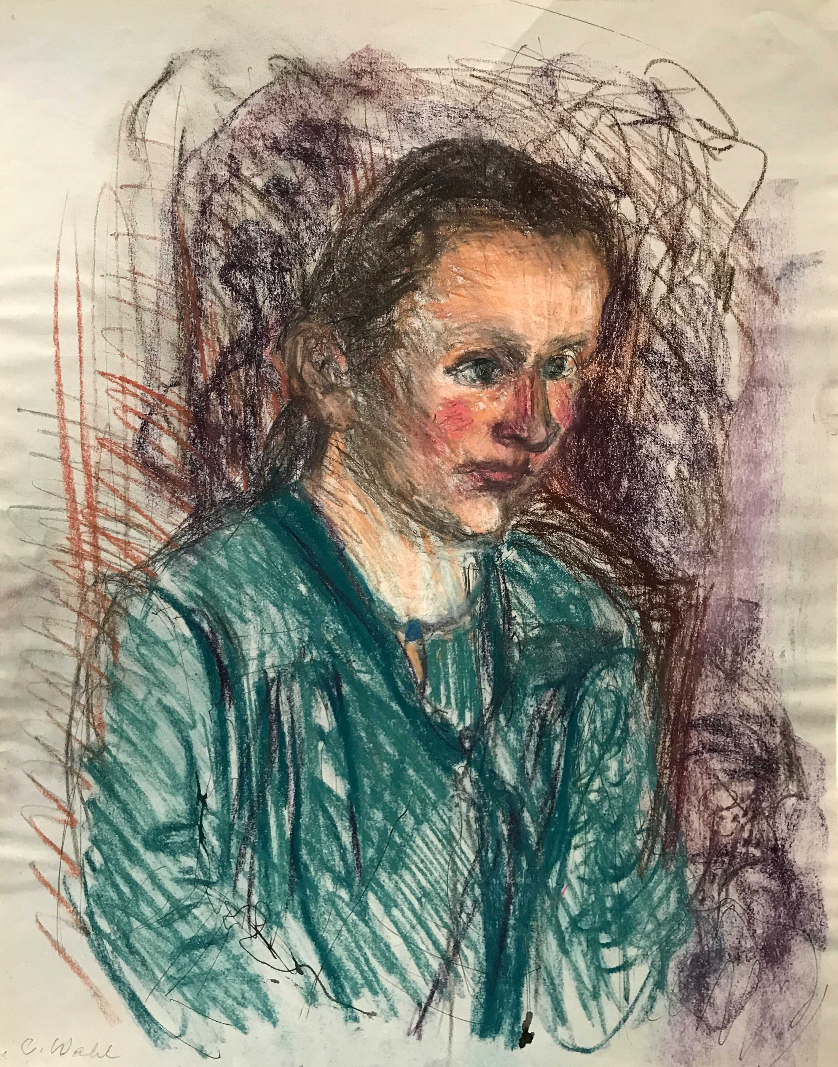 Christine Wahl, Porträt Ulrike, um 1985, Pastell, 49 x 39,5 cm